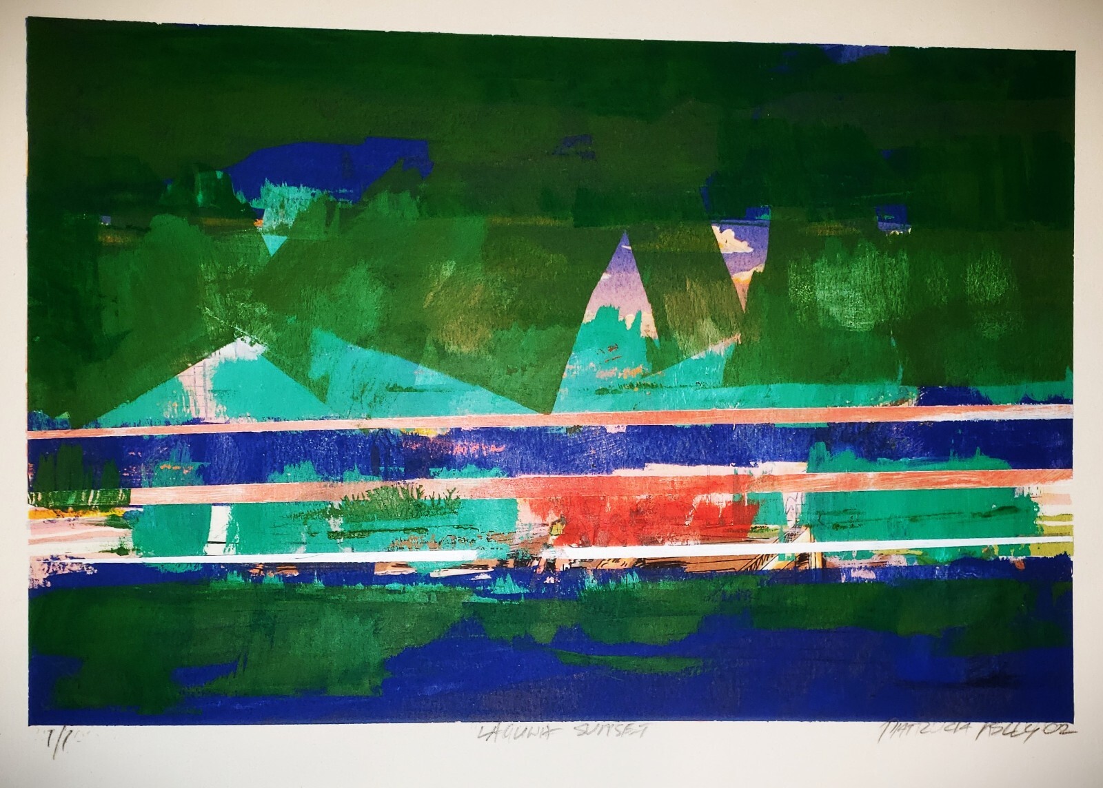PATRICK KELLY (1937-2024) Mid Century Modernist Laguna ORIGINAL ACRYLIC PAINTING