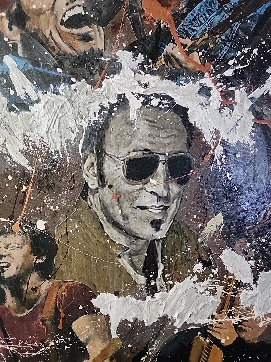 Bruce Springsteen Collage Art Painting Canvas, Signed by Artist, 18×24 Unframed