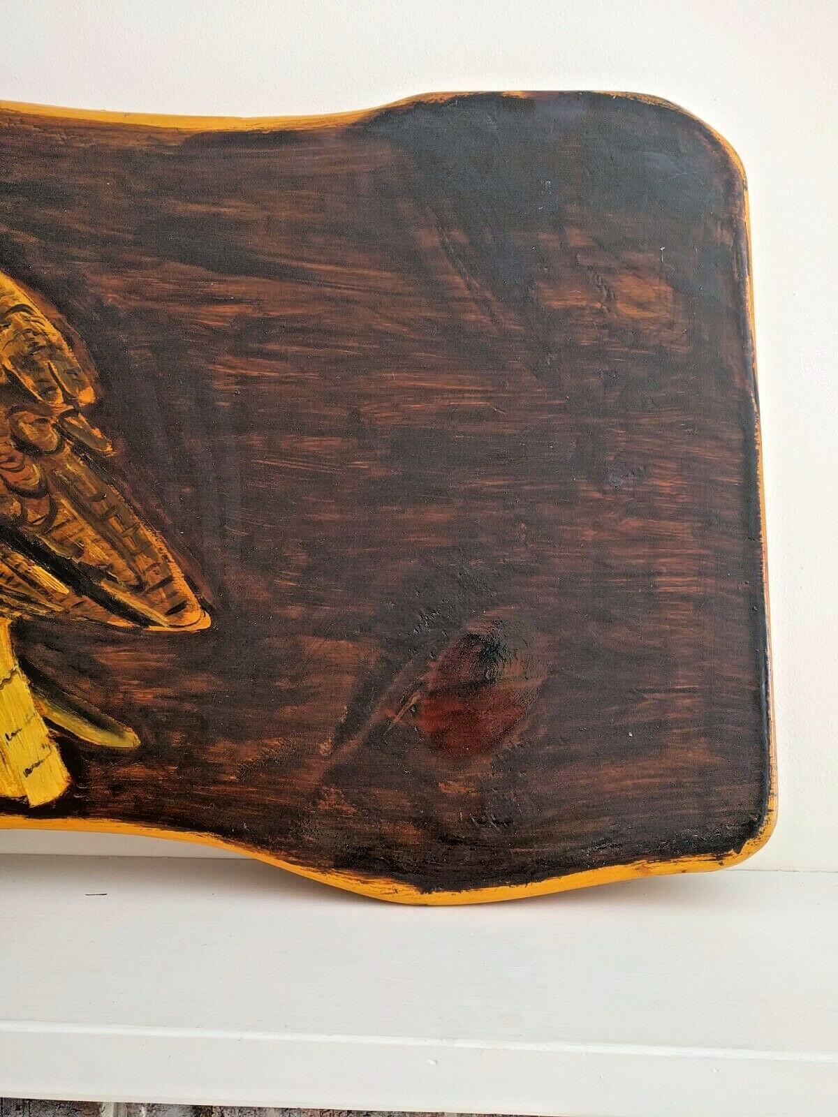 Large original Wooden Wall Painting or Tabletop: Owl Family rustic primitive