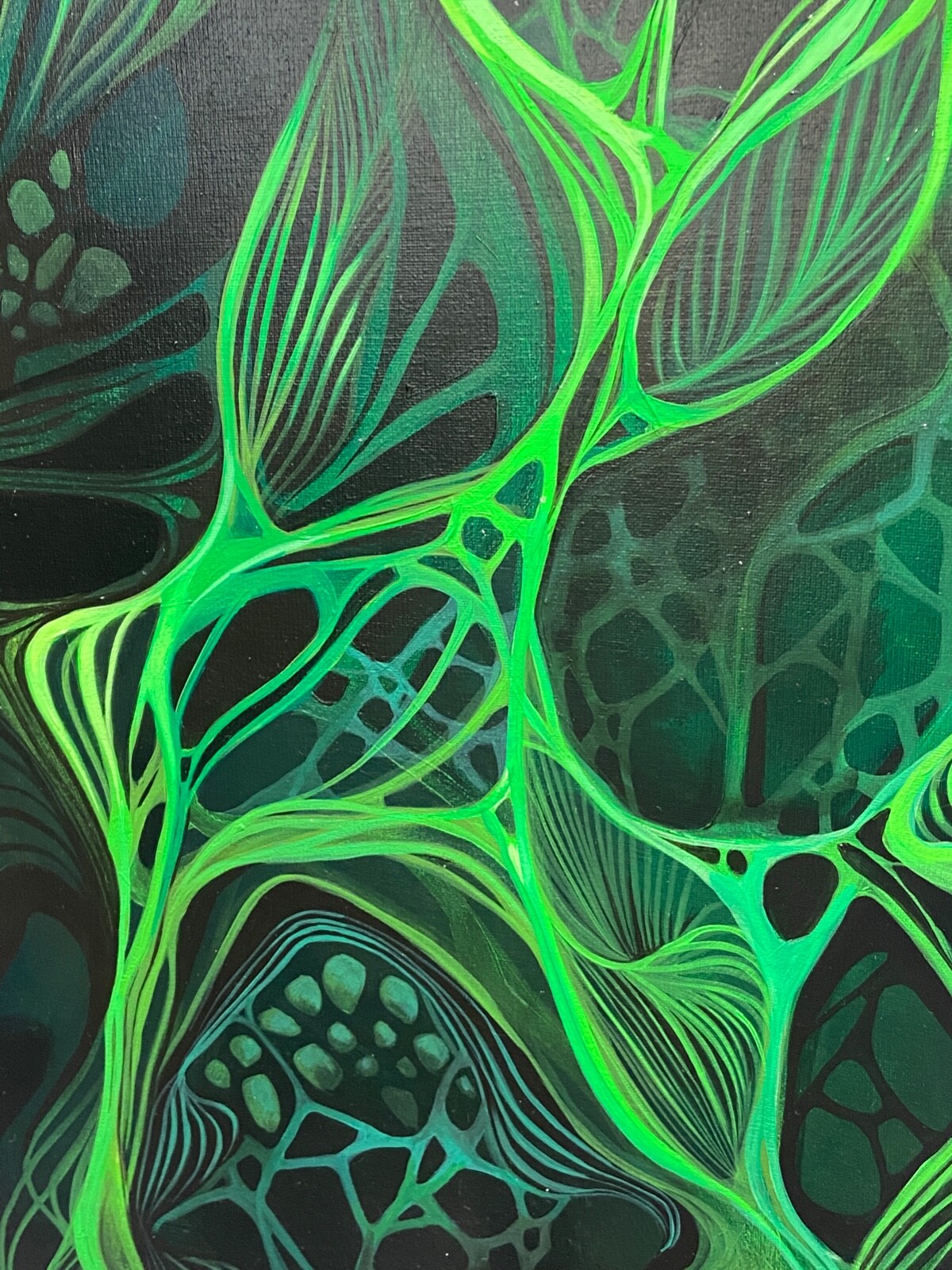 Acrylic painting Emerald Vortex: Enigmatic Green Abstraction – Earth Matrix
