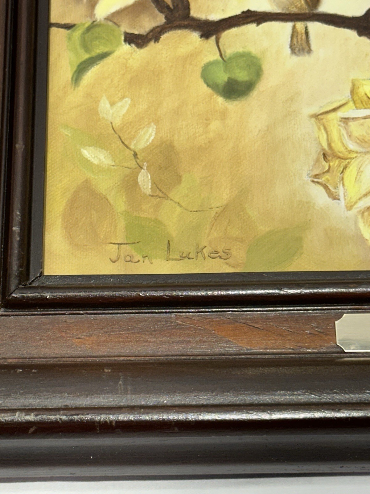 A Pair Of Signed Oil Paintings, Framed, Sweet Birds And Yellow Roses 12” X 14”