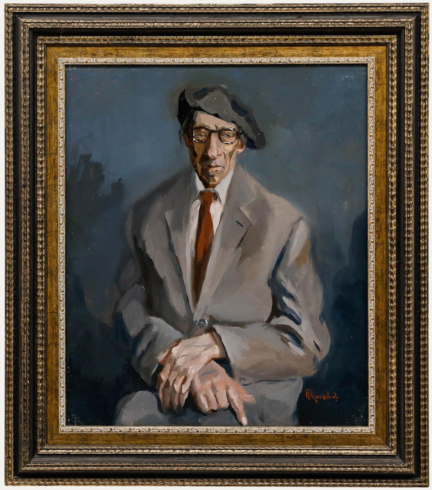 Anny Rouschop (b.1929) – 20th Century Oil, Dapper Gentleman