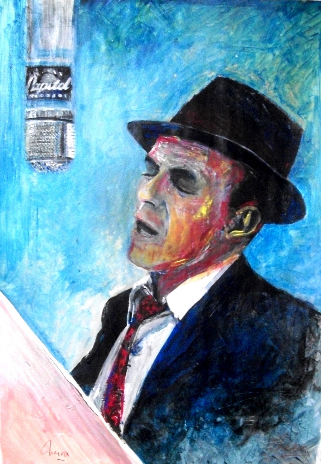 FRANK SINATRA ! JAZZ SINGER ! MARCELO NEIRA ORIGINAL FINE ART 40″ w COA !