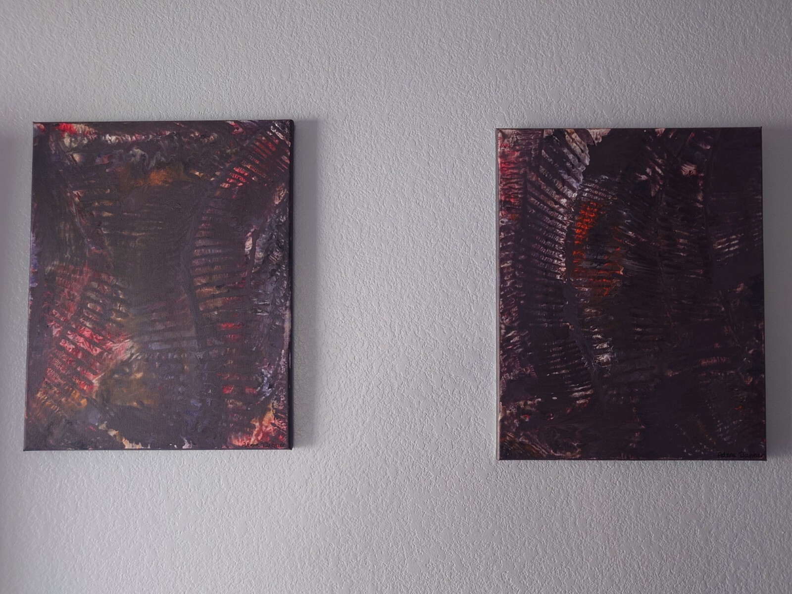 Early Adara Danner Large Original Set Of Two Acrylic On Canvas
