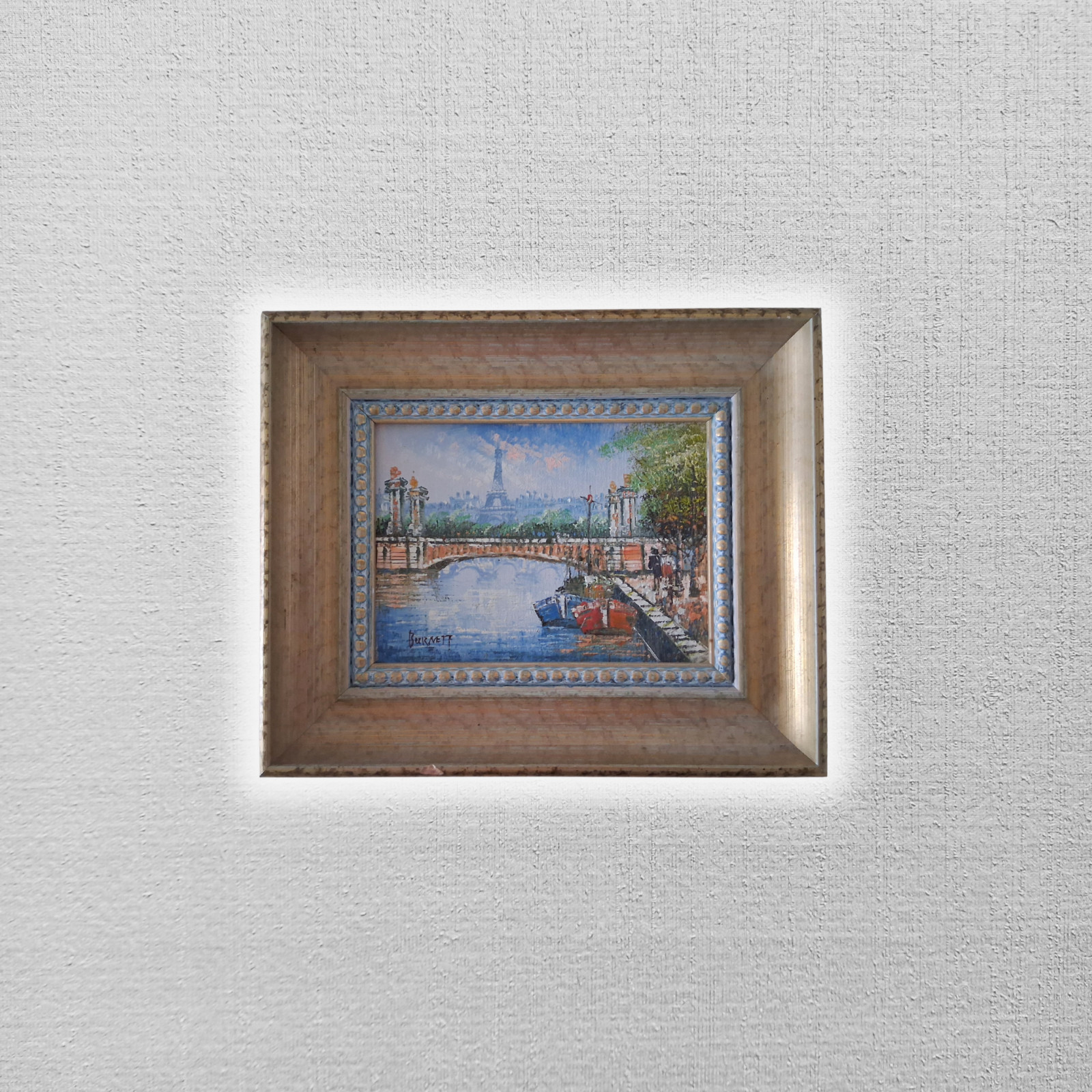 CAROLINE C. BURNETT | Figurines/Eiffel Tower/Paris | ORIGINAL Oil Painting on Cardboard