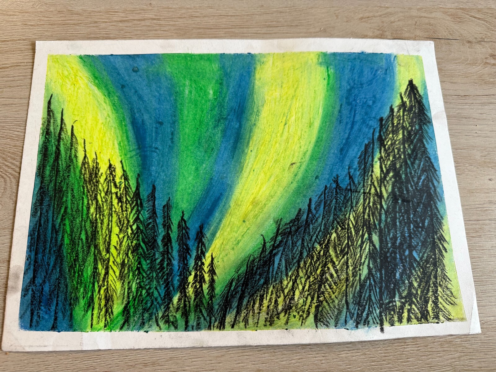 Aurora Borealis Scenery | Hand Painting by Child | Independent Kid Artist
