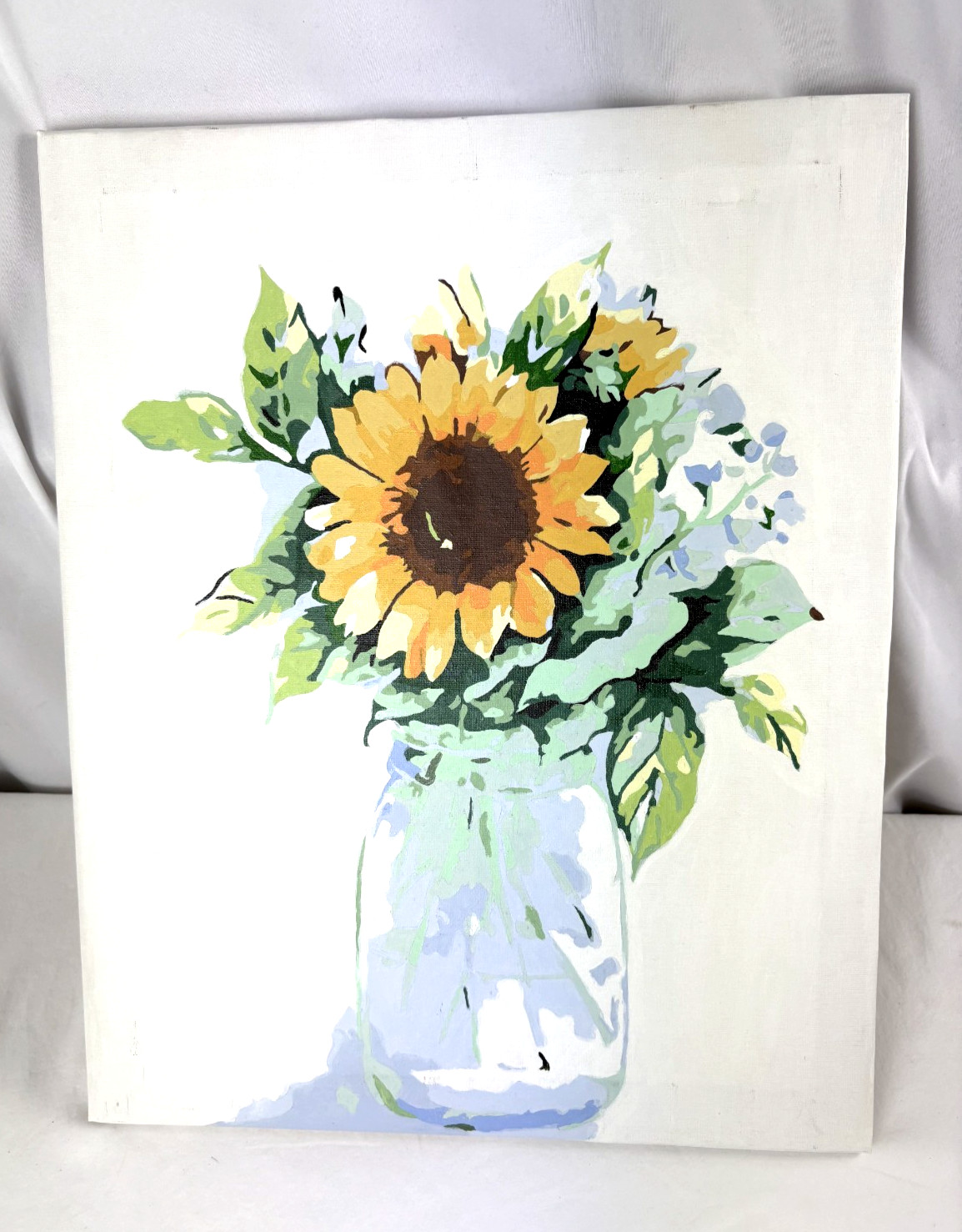 Paint by number Completed Stretched Sunflower in Jar flowers