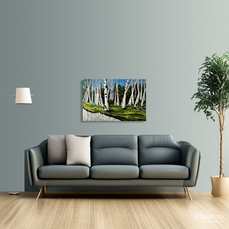 Aspen trees painting on canvas original by Texas artist Fallini 24in x 36in