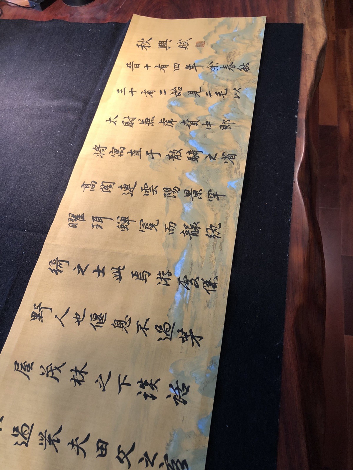 Unframed Chinese calligraphy Part Of Autumn Poem On Long Wax Paper秋興賦2590