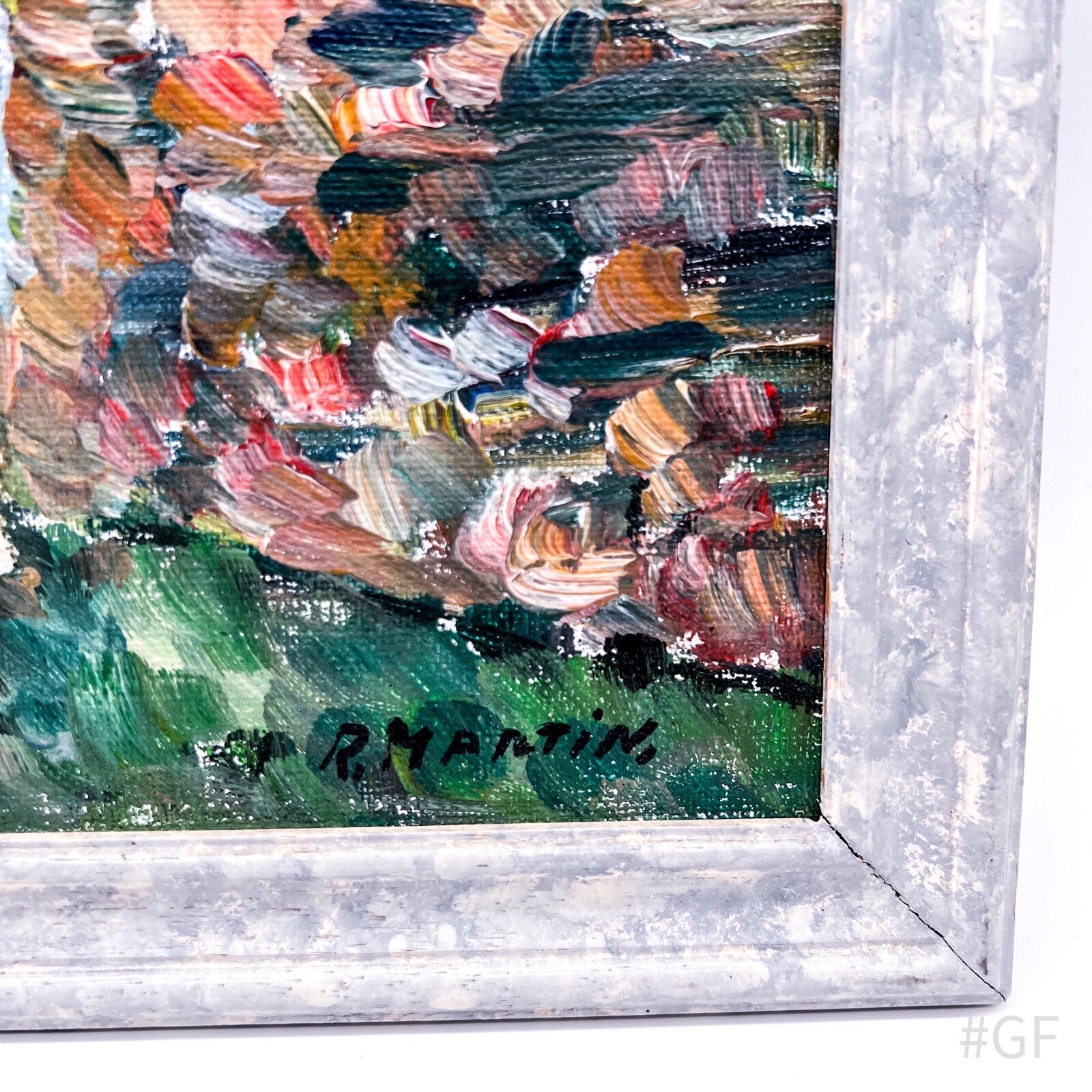 Vintage Ölgemälde gerahmt, mit Bilderrahmen signiert R. Martin | 43x53cm