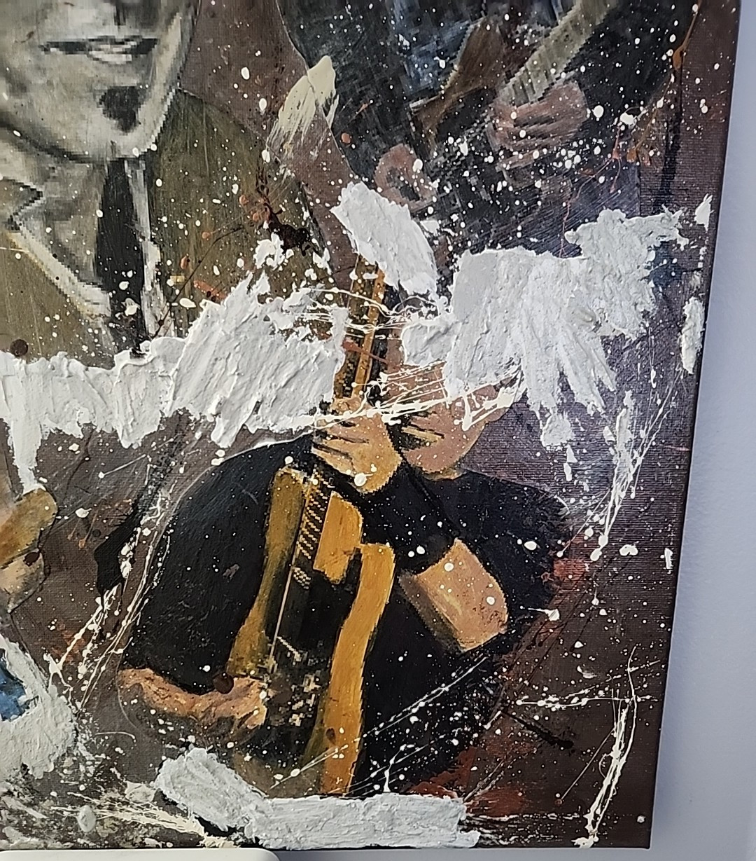 Bruce Springsteen Collage Art Painting Canvas, Signed by Artist, 18×24 Unframed