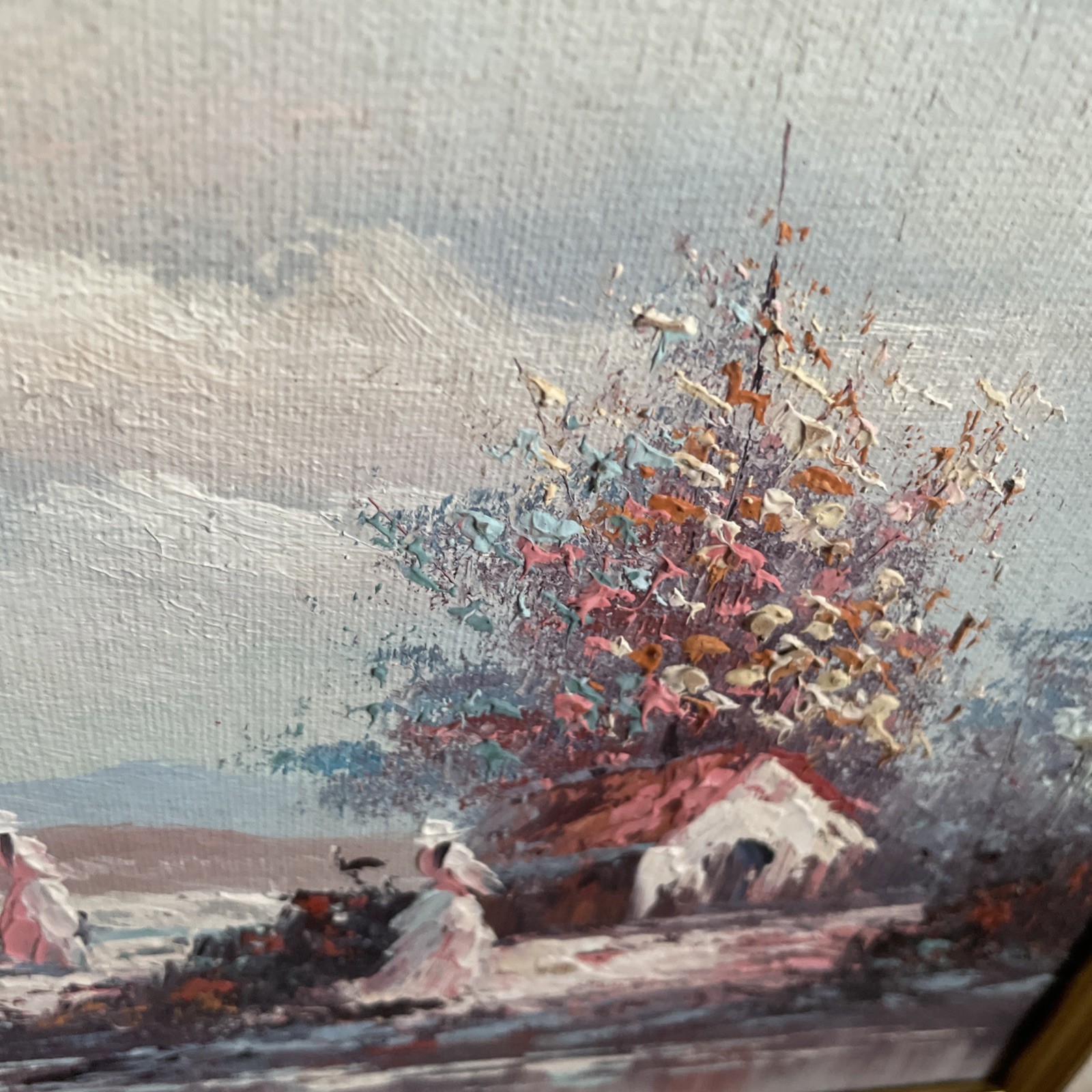 Original Impressionist Oil Painting on Board Victorian Scene Signed Gihong Frame