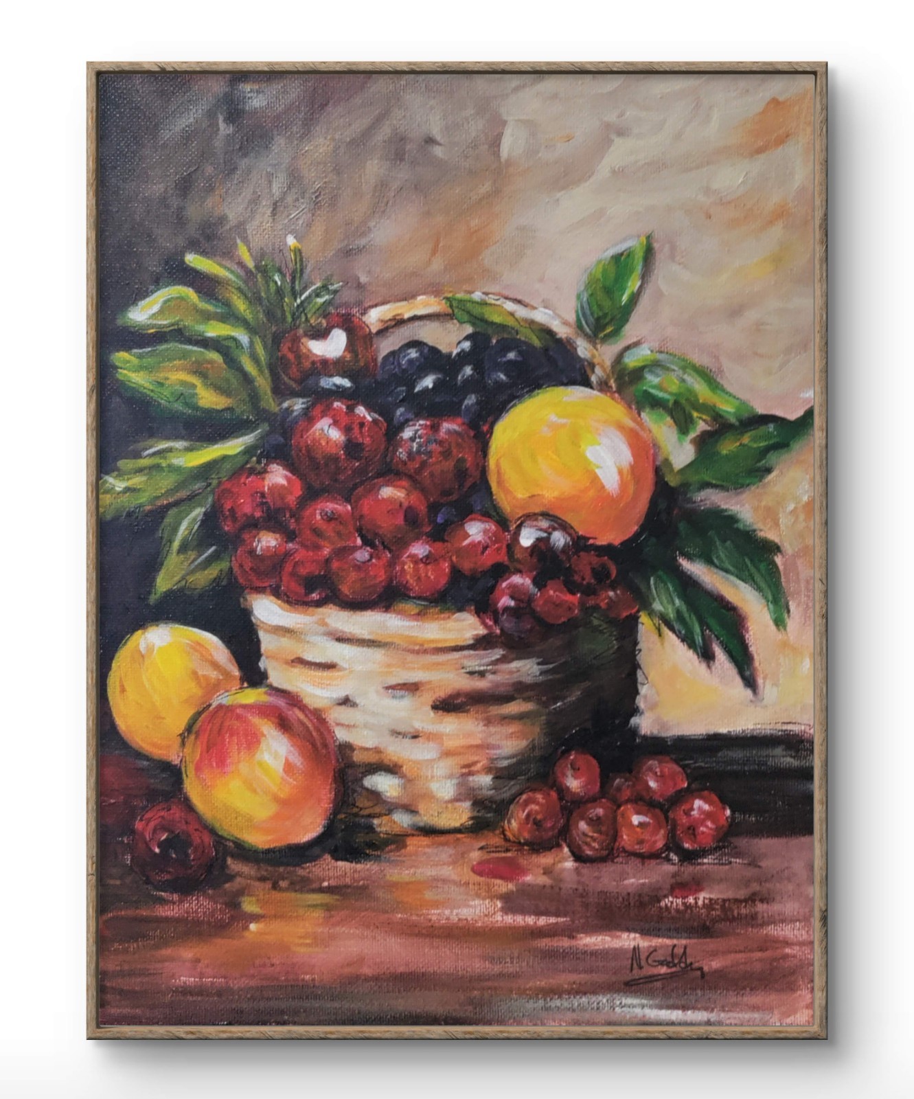 Original Expressionism 9 x 12 Fruit Bowl Canvas Wall Painting