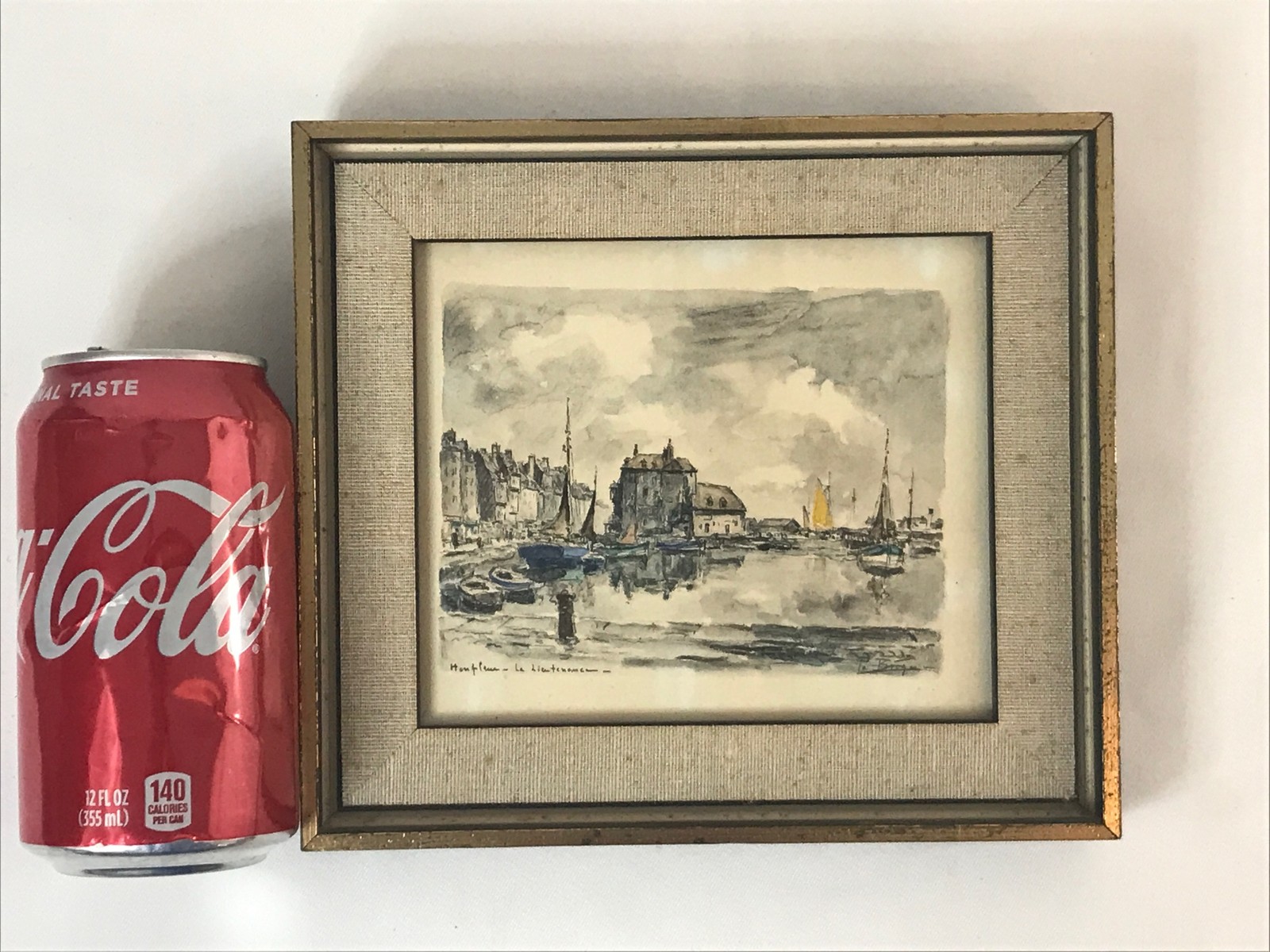 Joseph-Marie Le Tournier /La Brige French Harbor Watercolor Miniature Hand Litho