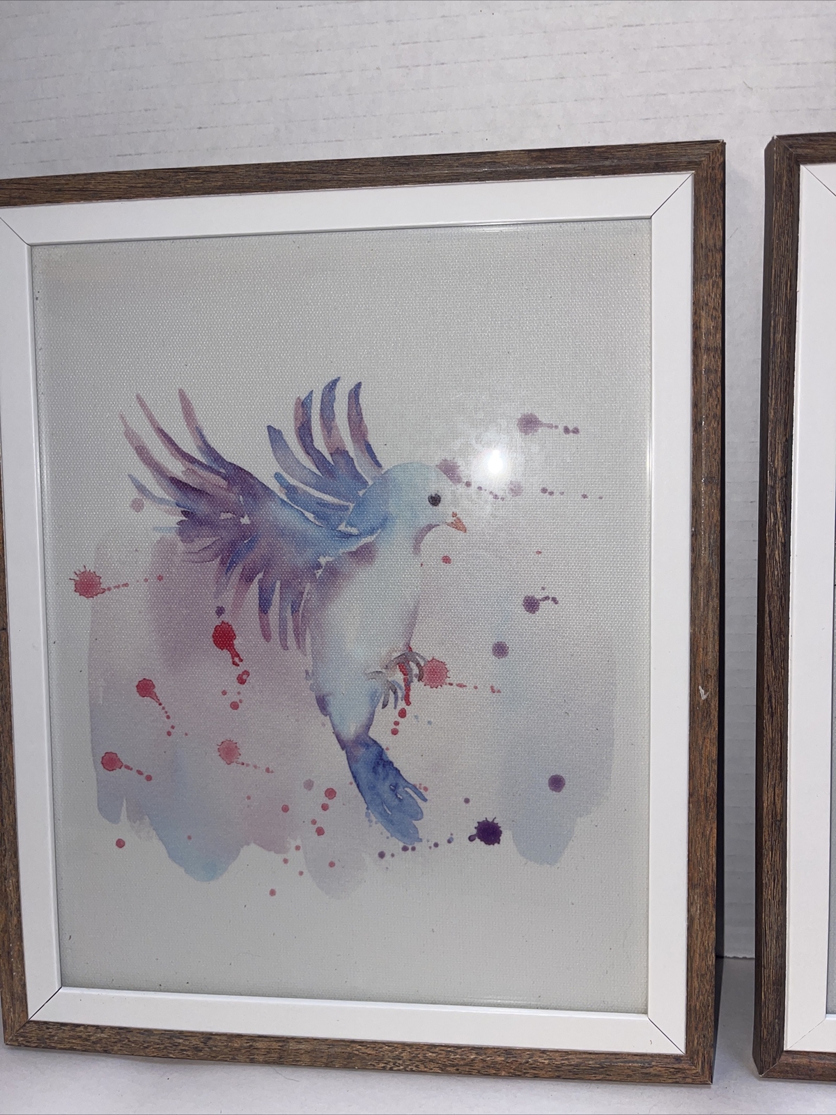 Bird Watercolor Paintings Abstract Framed Set Of 2 Birds In Flight Original 9×11