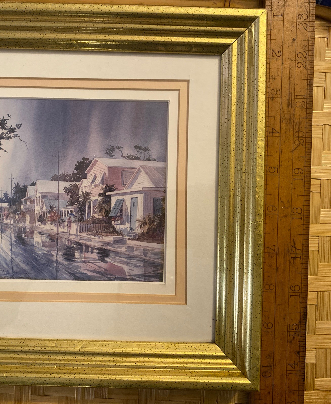 Irma Quigley print title”Key West” watercolor framed and matted
