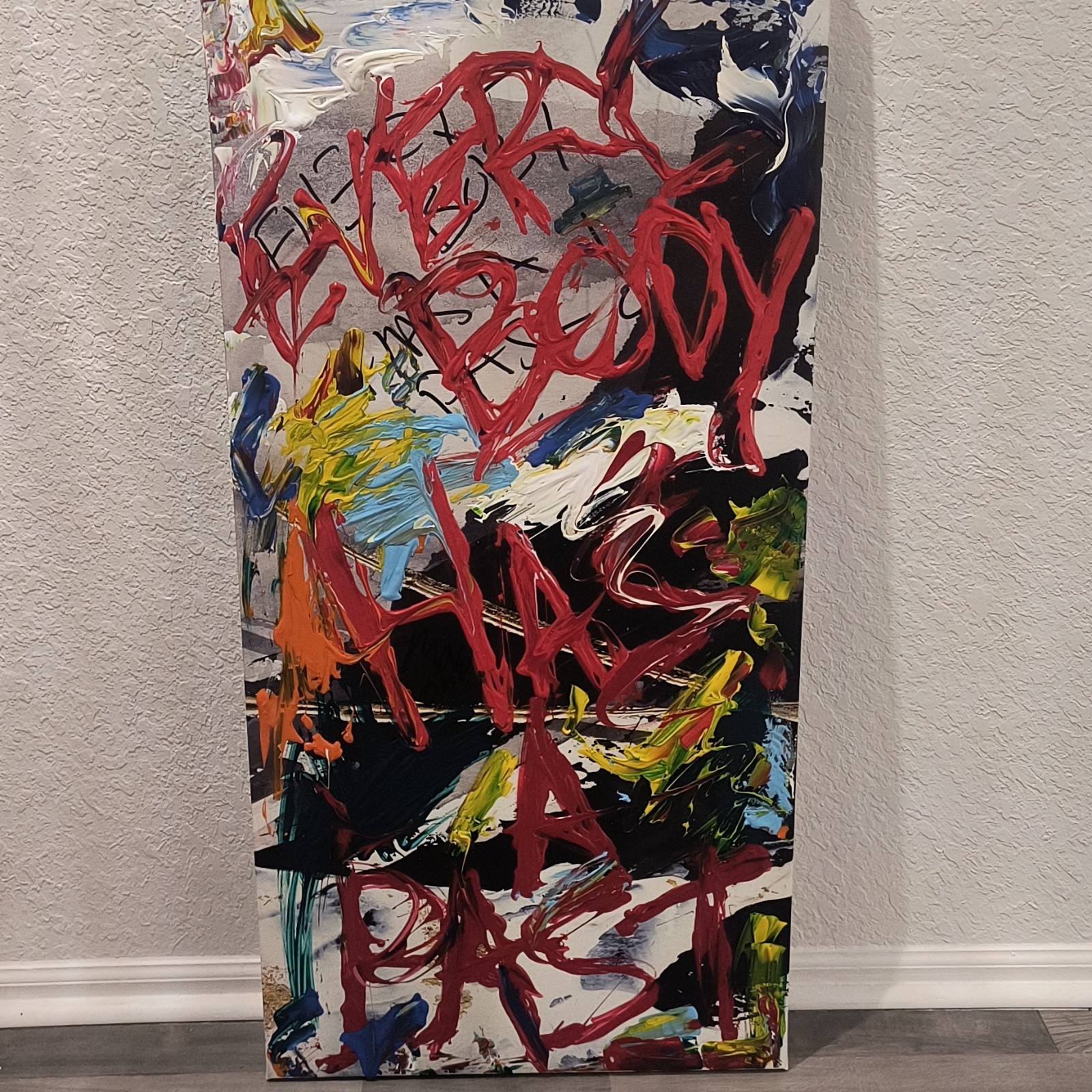 Everybody, Trey Coppland. Abstract Acrylic24+36 inches, painting Signed OOAK