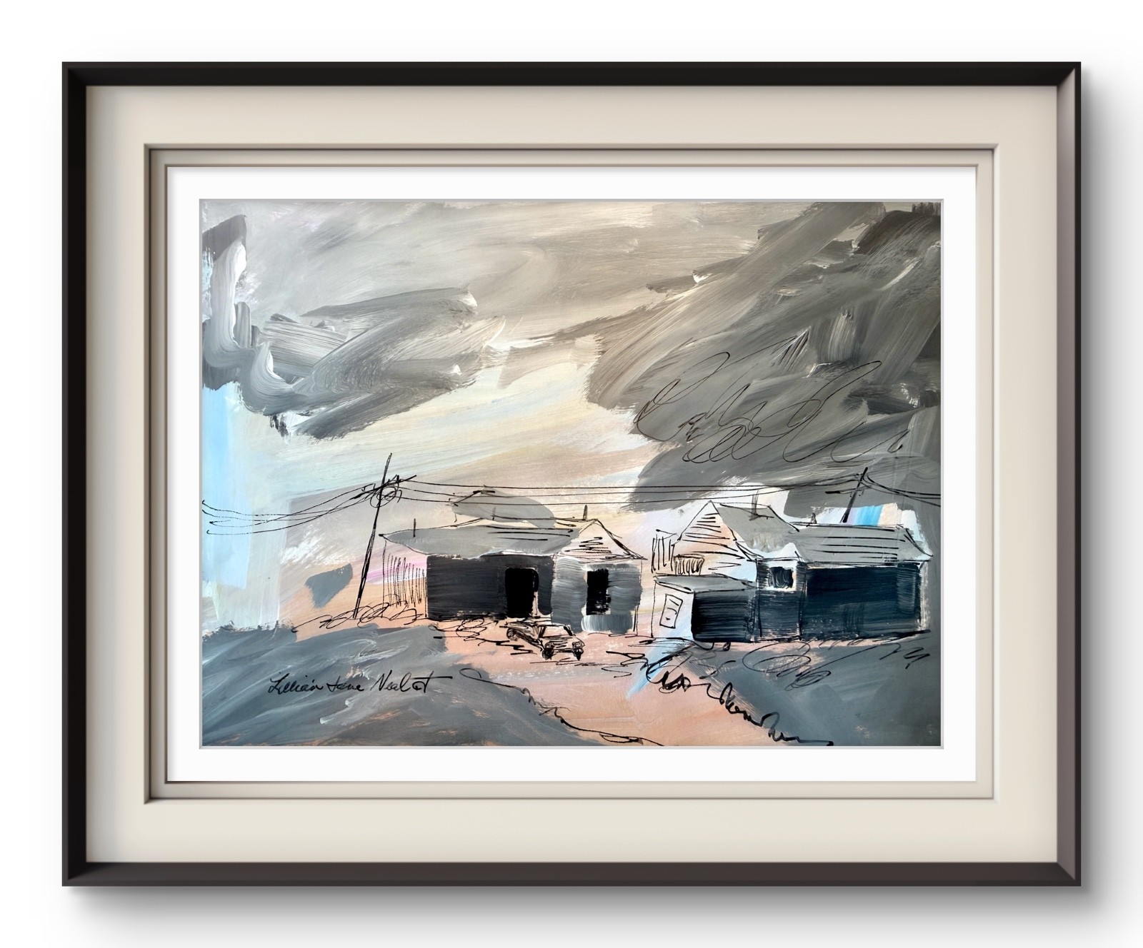 Abstract Urban House 9″x12″Original Acrylic Paper Expressionism Home Decor Art