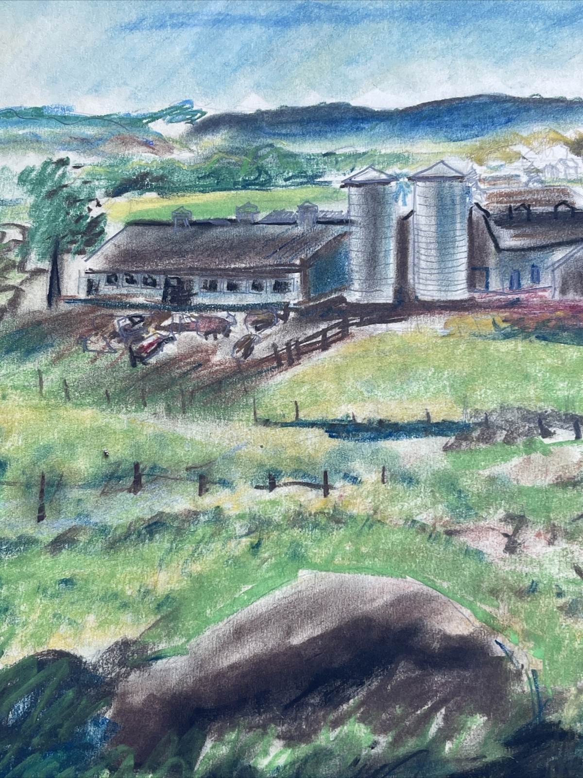 MID CENTURY DRAWING FAMOUS JO CAIN American Antique Wpa REGIONALISM Landscape