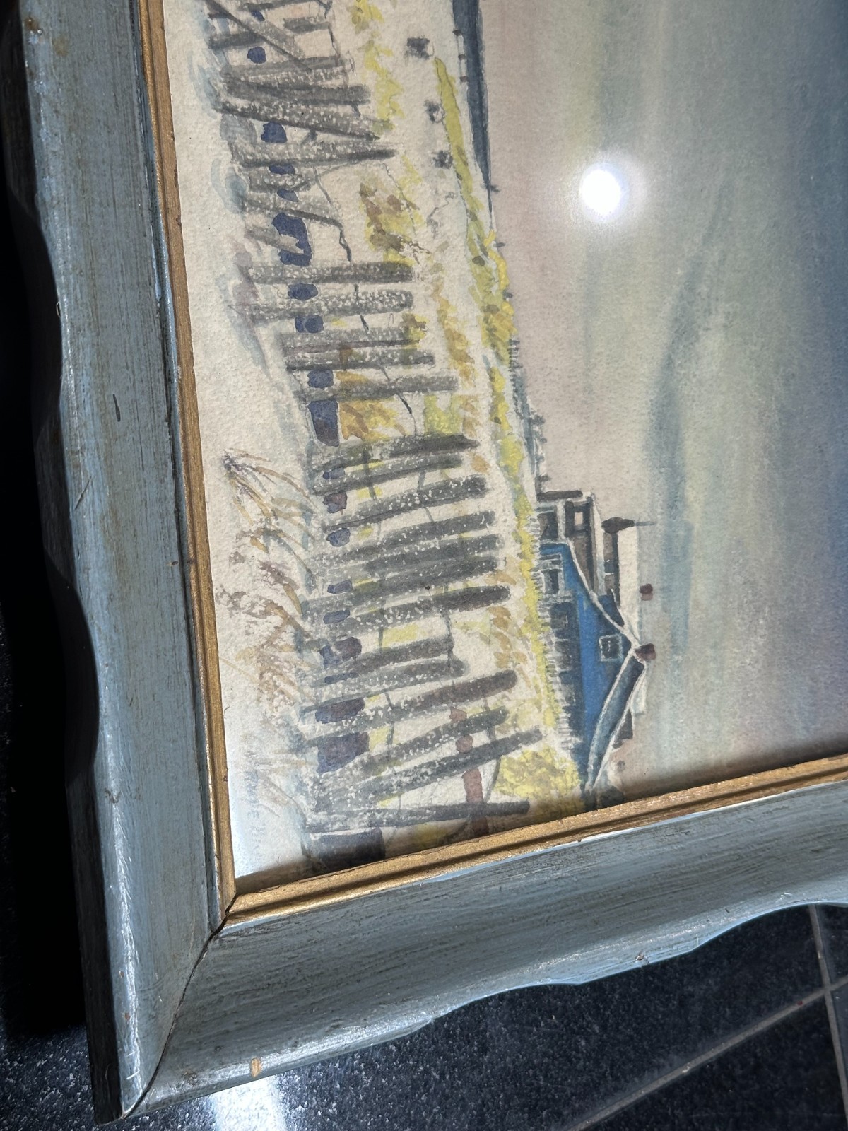Vintage Rupe Bing Watercolor Painting 1980 Original Winter Beachfront