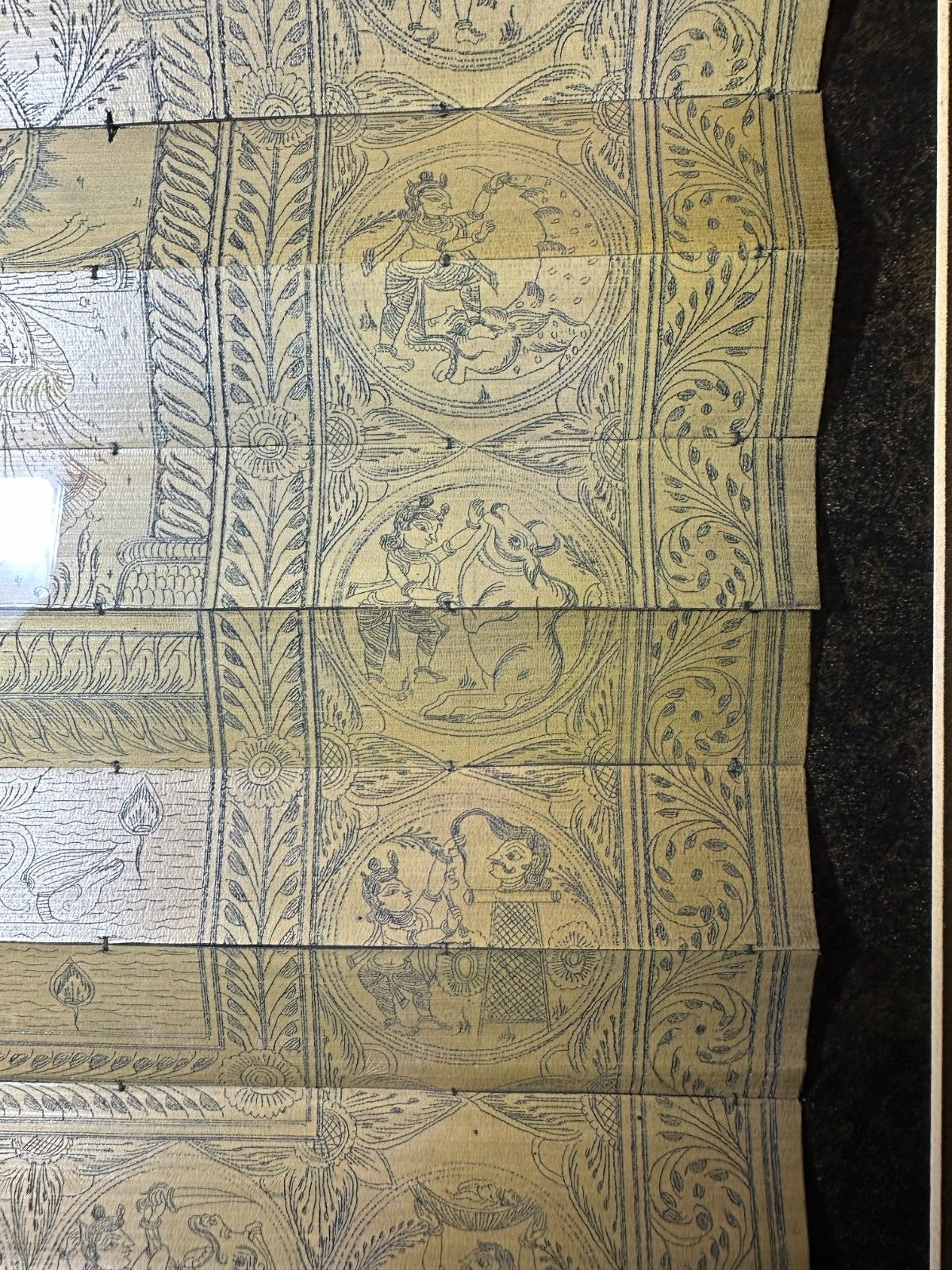 Tala Pattachitra Original Handmade Palm Leaf Engraving Framed Matted 20″ x 26″