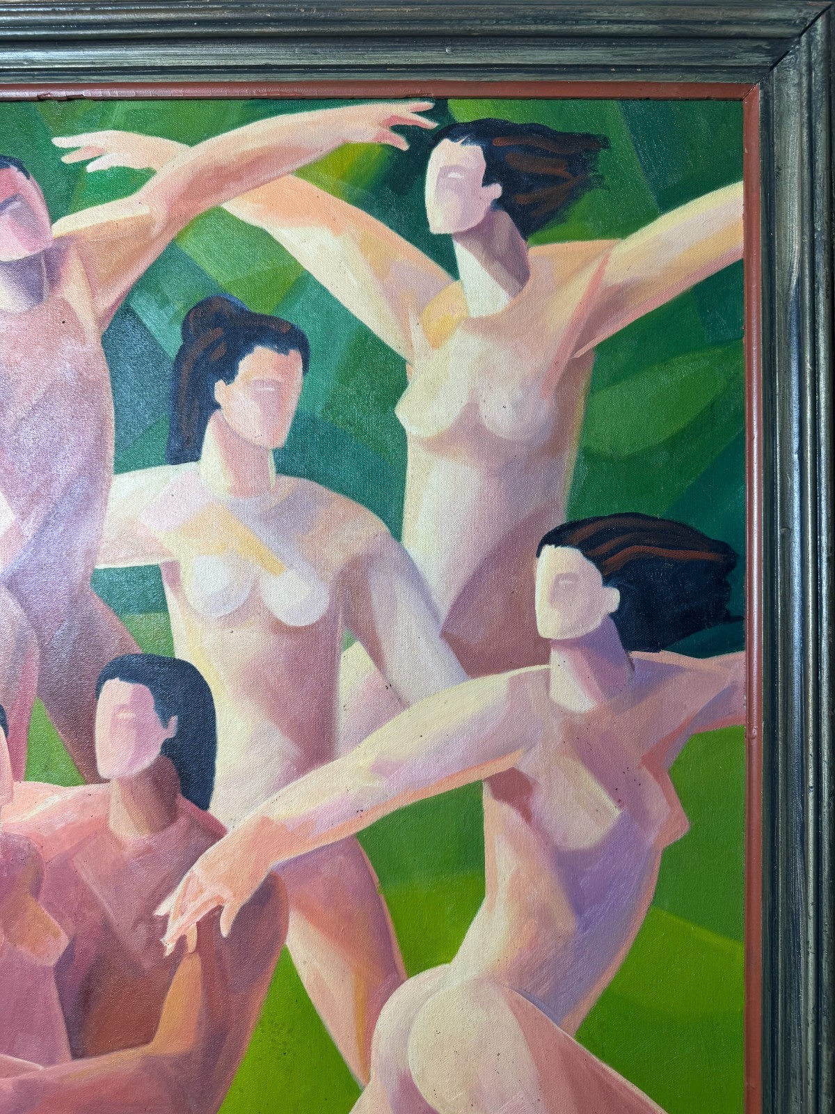 Large Young 1996 «Study of Nude Figures Scene» Oil Painting – Signed And Framed