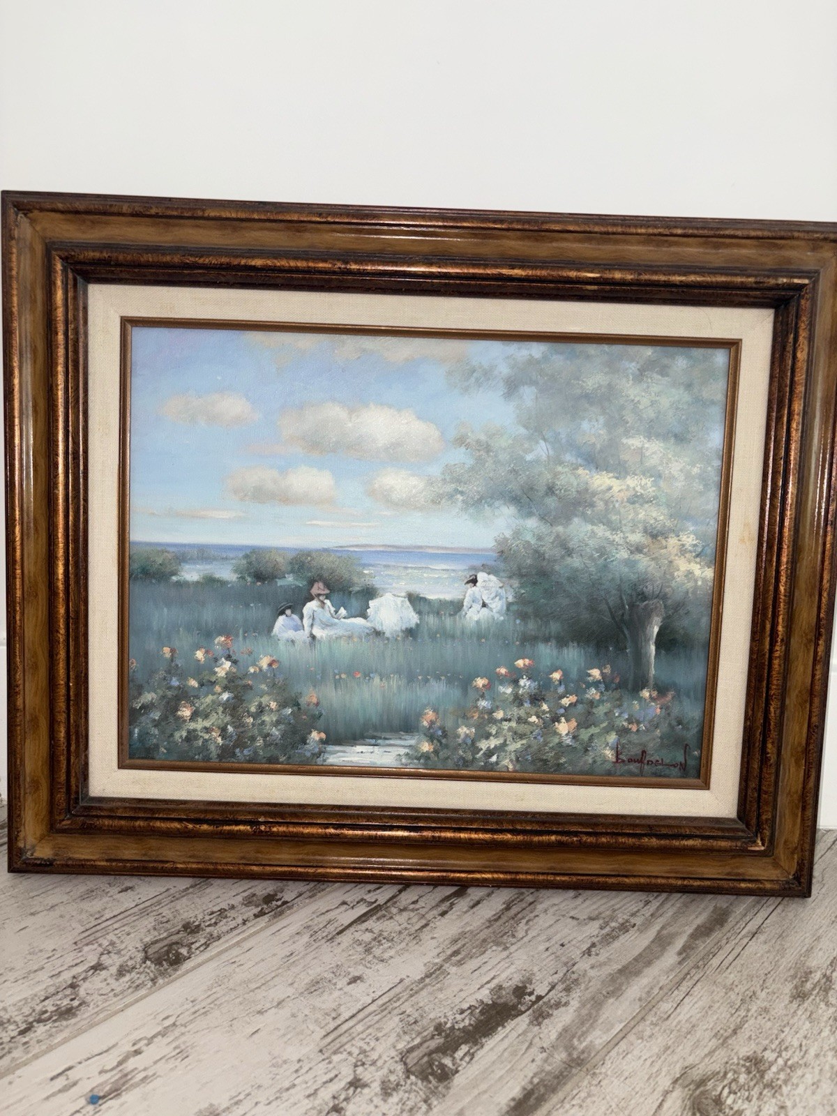 Bourdelon Signed Framed Impressionist Seascape Landscape Canvas 18 x 22