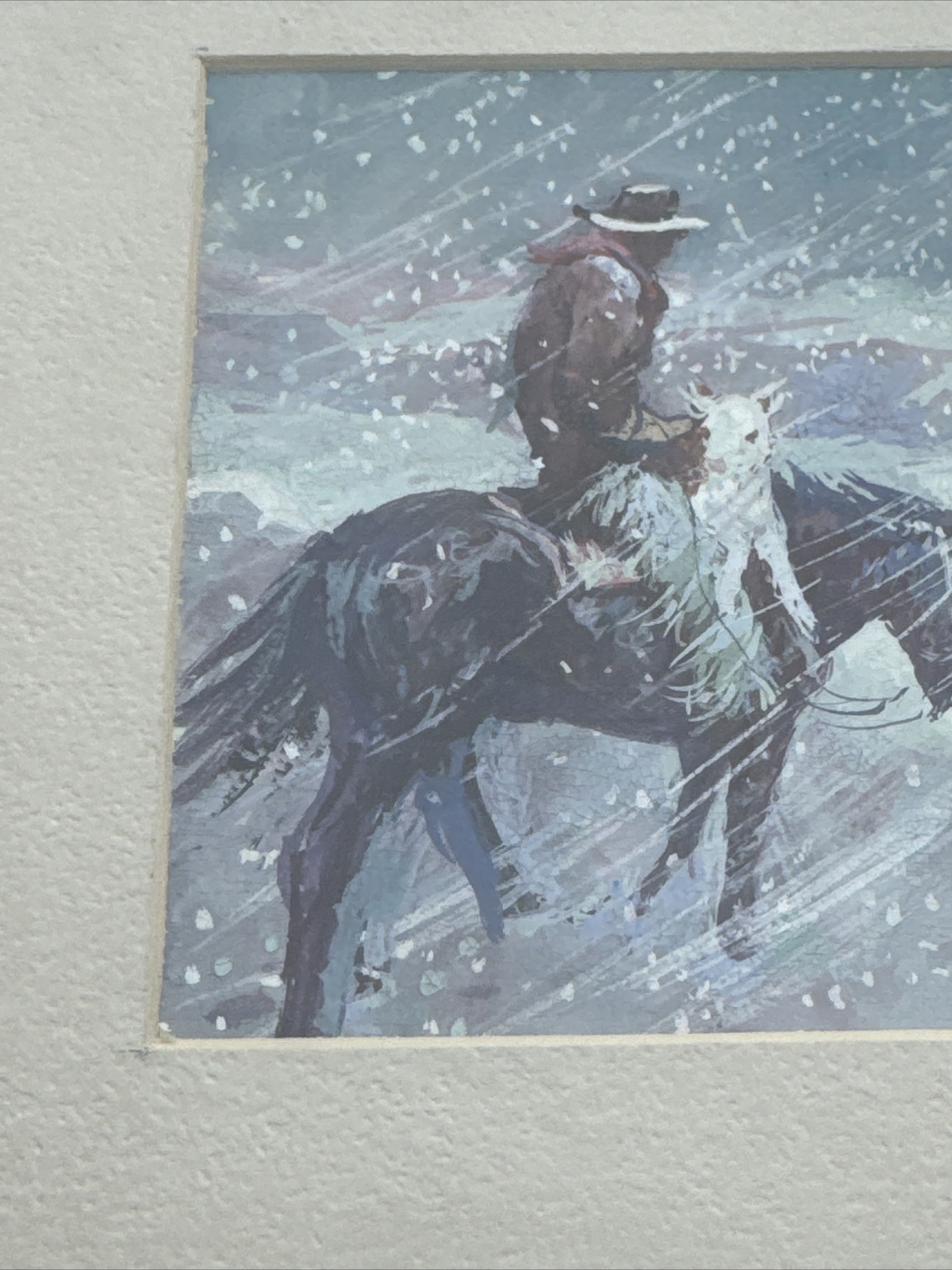 JOE STAHLEY PAINTING WESTERN COWBOY WINTER LANDSCAPE FAMOUS LISTED SMALL GEM