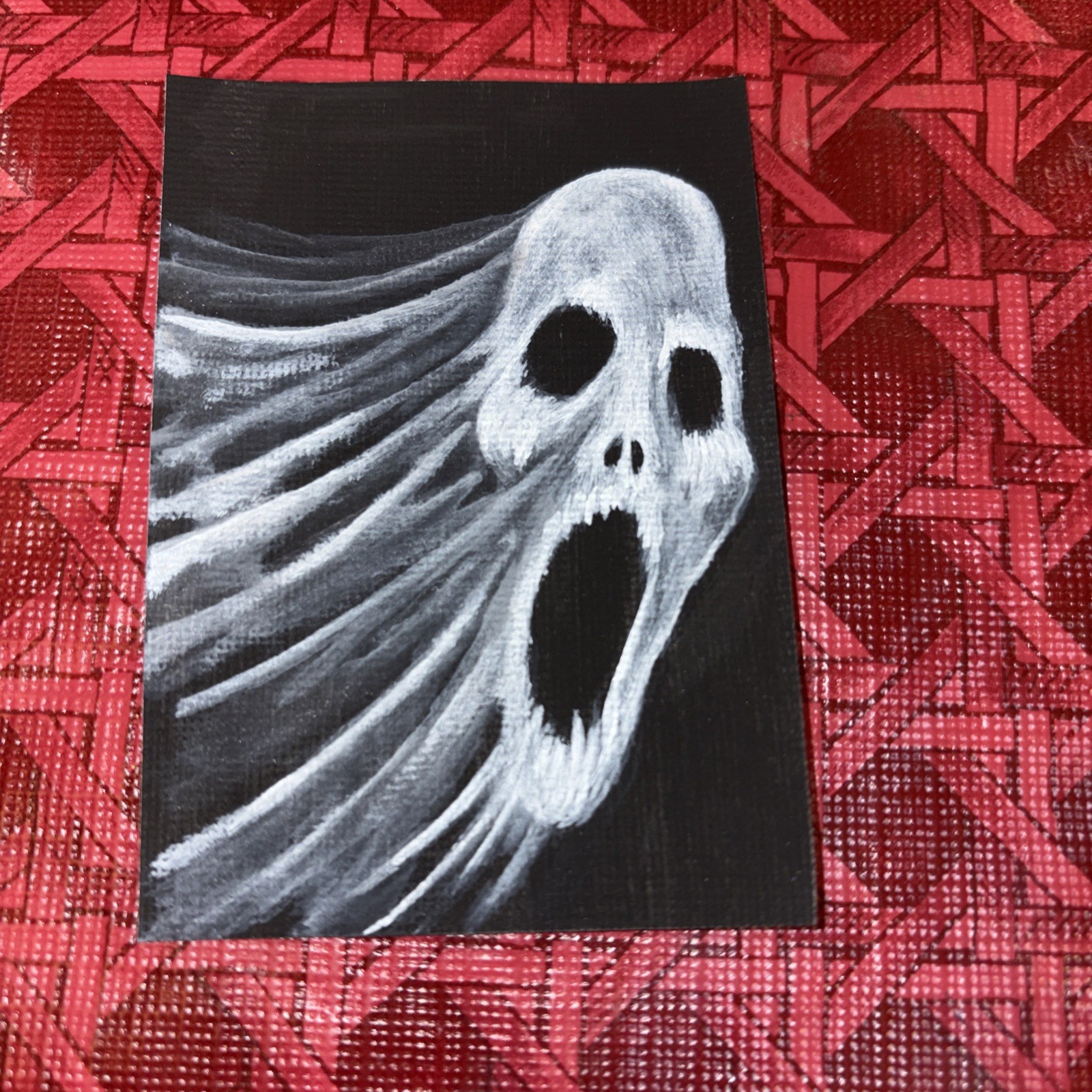 ACEO PRINT Acrylic Painting ATC Miniature Horror Ghost Halloween Scary