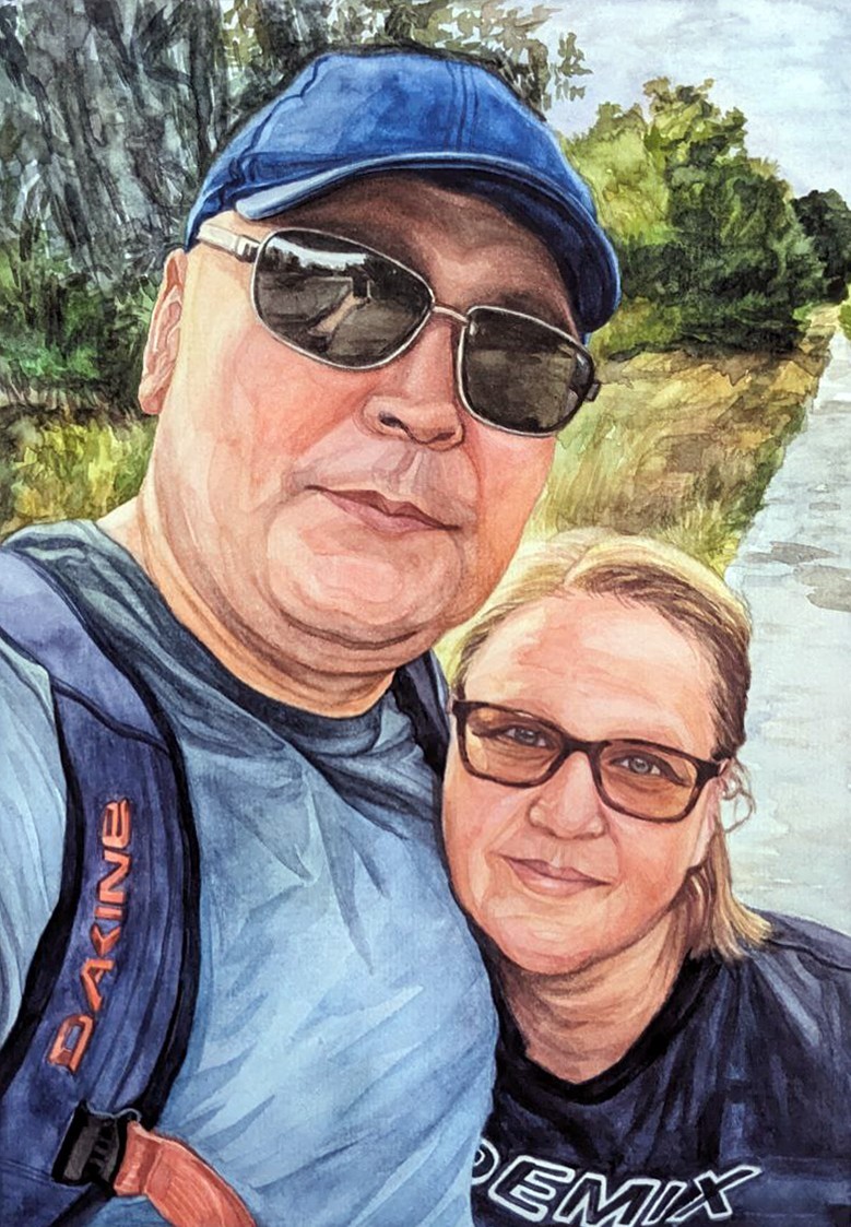 Personalized Portrait from Photo Watercolor Custom Family Pet Memorial Art