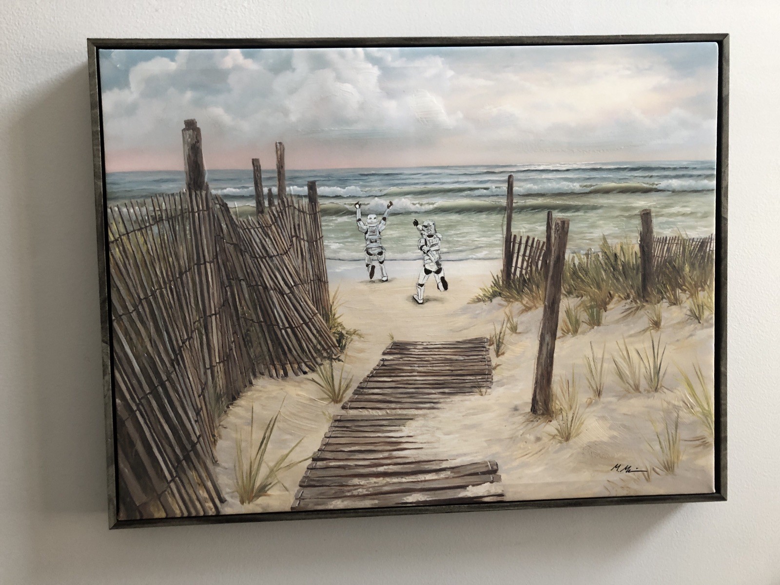 Stormtroopers On Beach Star Wars Upcycled Thrift Store oil painting Original Art