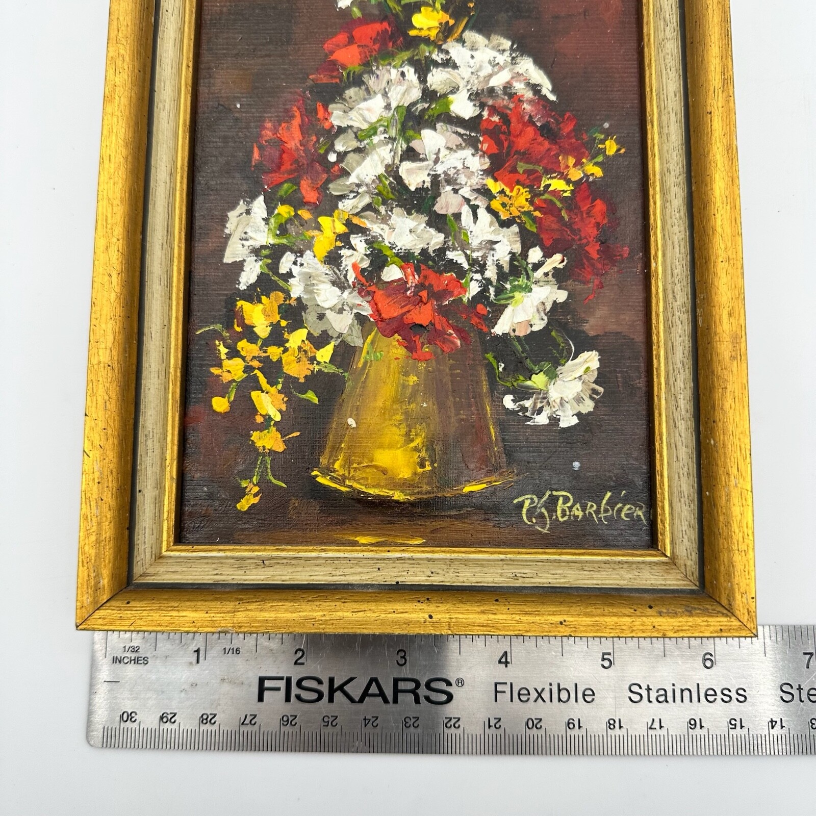 Vintage Oil Painting Floral Bouqet Signed and in Frame P.J. Barbieri