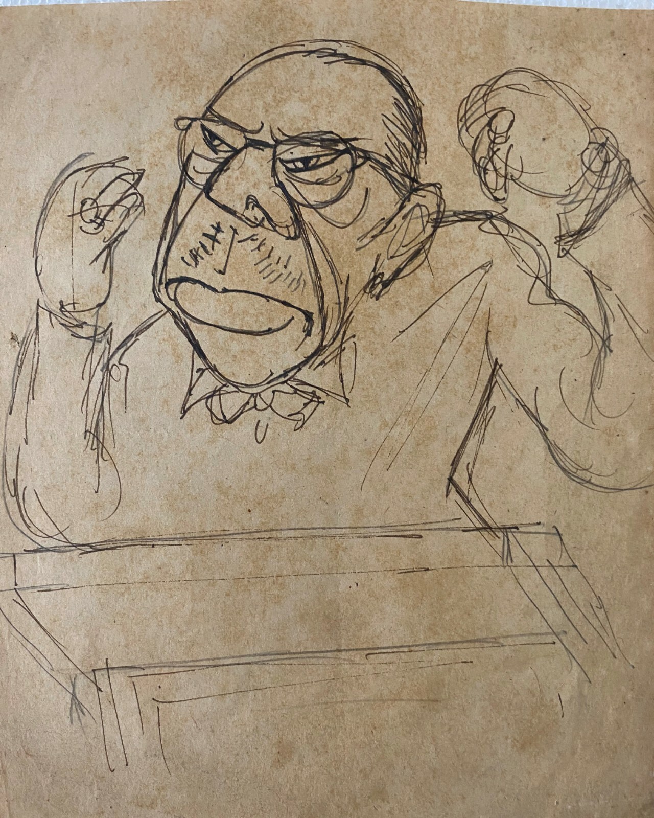 Juan David. Caricature. Igor Stravinsky, ca 1970. Ink on paper. Original art