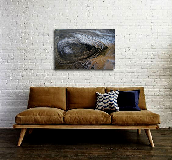 Gray Brown Swirl Painting Large Abstract Calm Eathy Modern Home Decor, 16×24