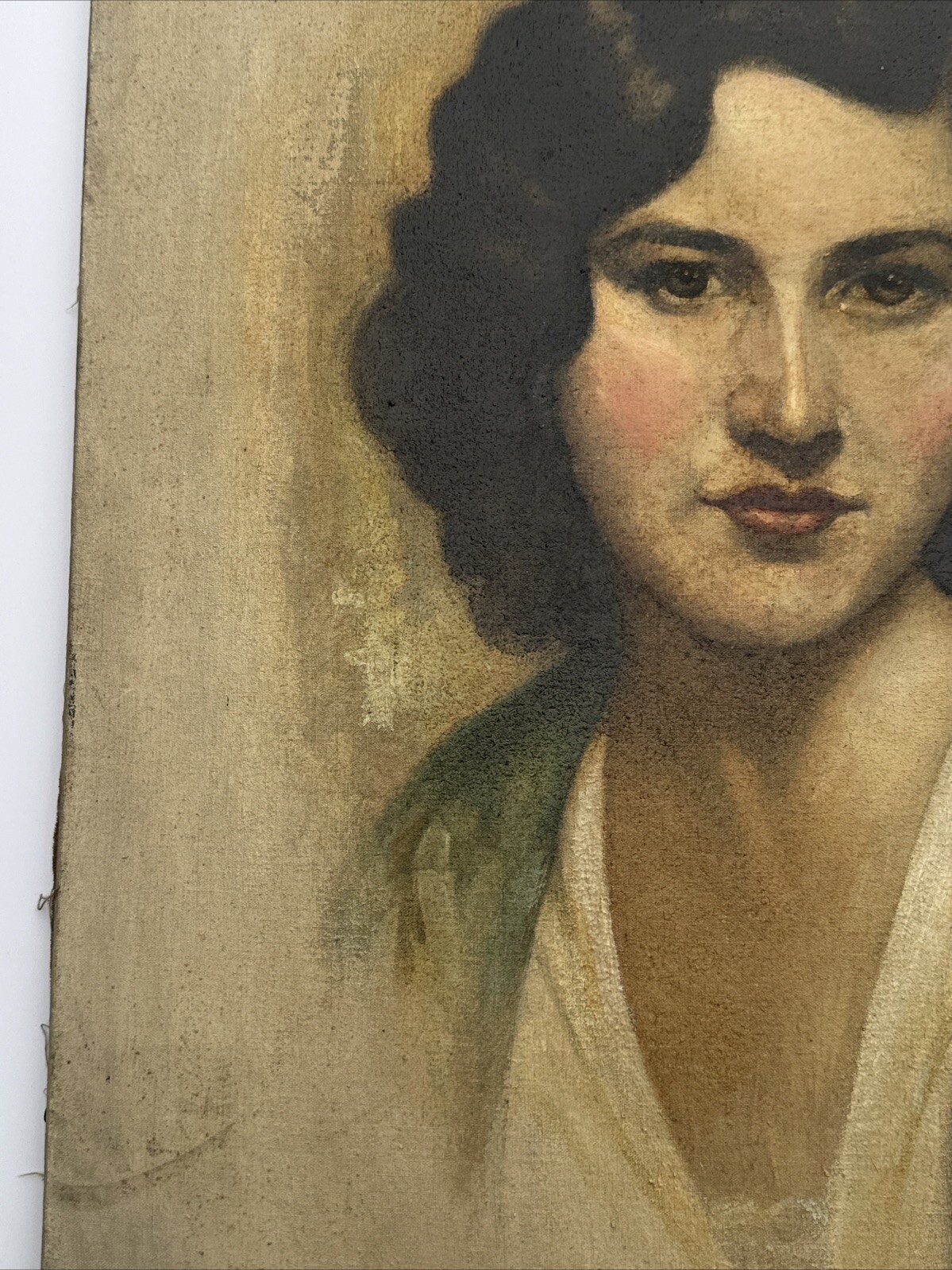 ANTIQUE MEXICAN PAINTING PORTRAIT 1930’S PRETTY WOMAN FEMALE MODEL signed oil