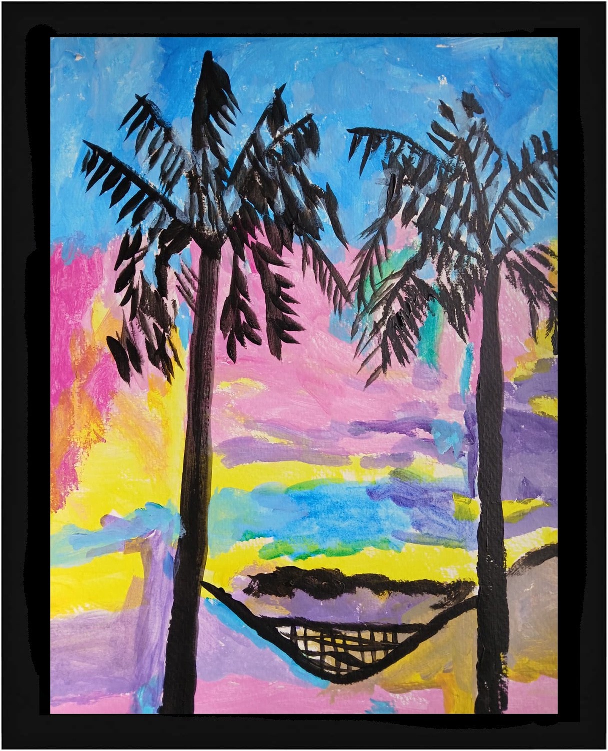 Abstract/Impressionism 11×14 Hammock colorful Handmade Street Art Painting