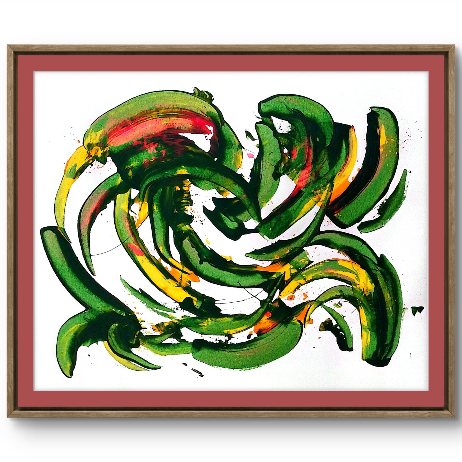 Banana Chili Peppers Modern Original Signed Paper Wall Art Acrylic 11×14 BACH