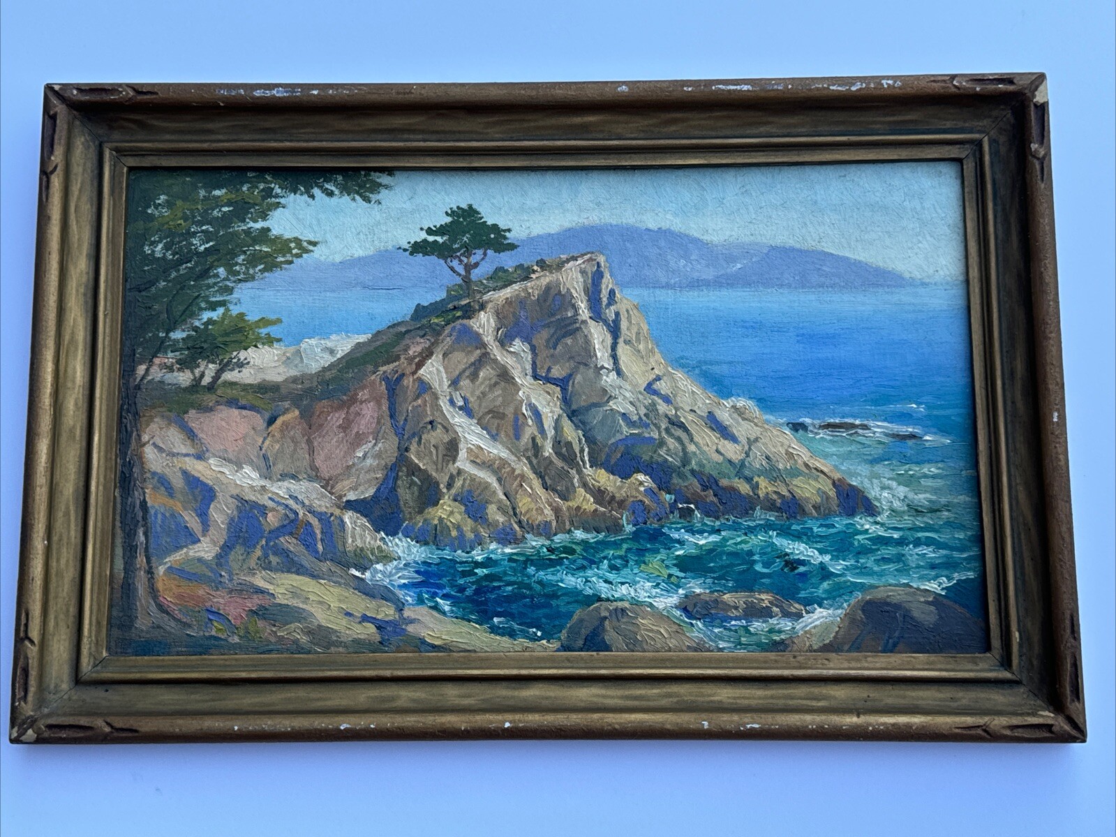 PAINTING ANTIQUE EARLY CALIFORNIA LANDSCAPE COASTAL PLEIN AIR 1910’S OIL BEACH