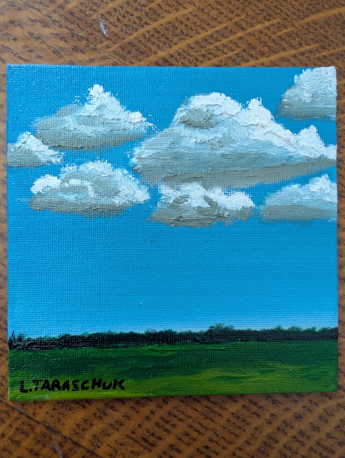 Painting Of A Field Original Oil 5×5 On Canvas Board Varnished By BC…