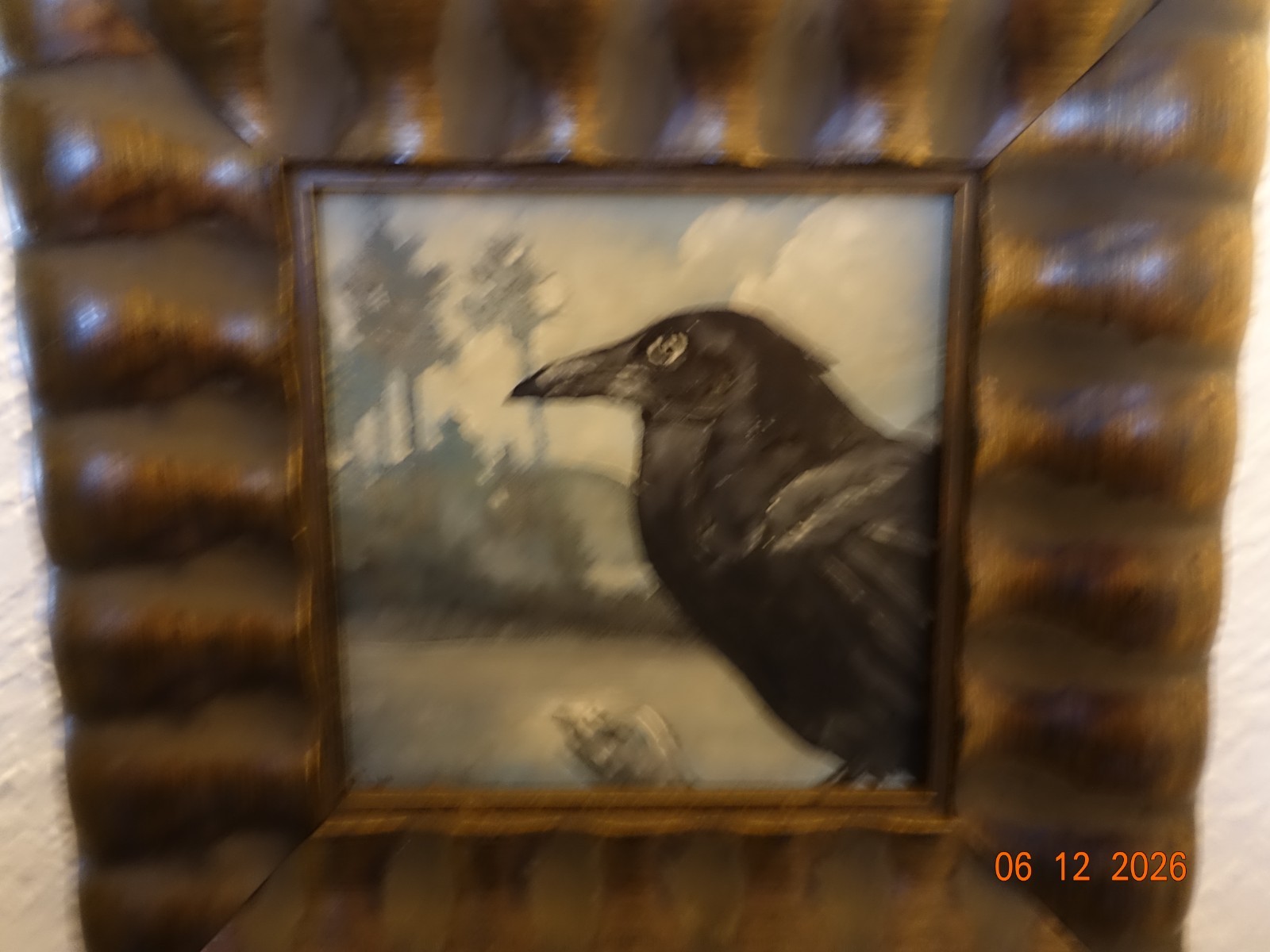 «Crebain» Beautifully Framed, Rare Oil Painting of a Crow, A Spy of Sauraman and