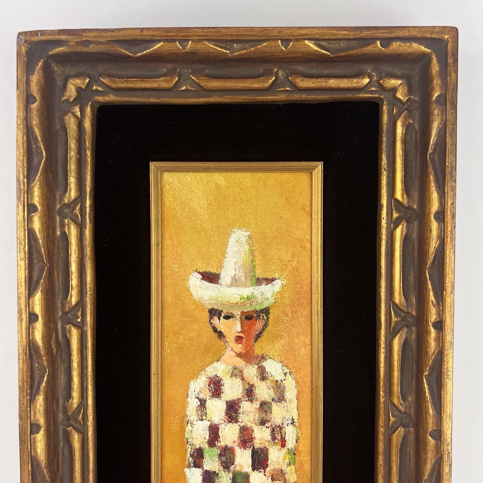 Mid Century Painting Stylized Man Signed G Venson 17in