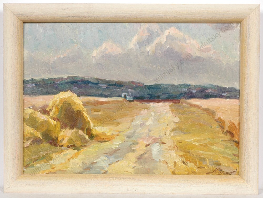 Mikola Chulko (1947-2014) «Kolkhoz Field», Oil Painting, 1970s (1)