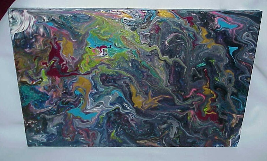 ORIGINAL ACRYLIC PAINTING ABSTRACT ART Wall Decor fluid pour multi color