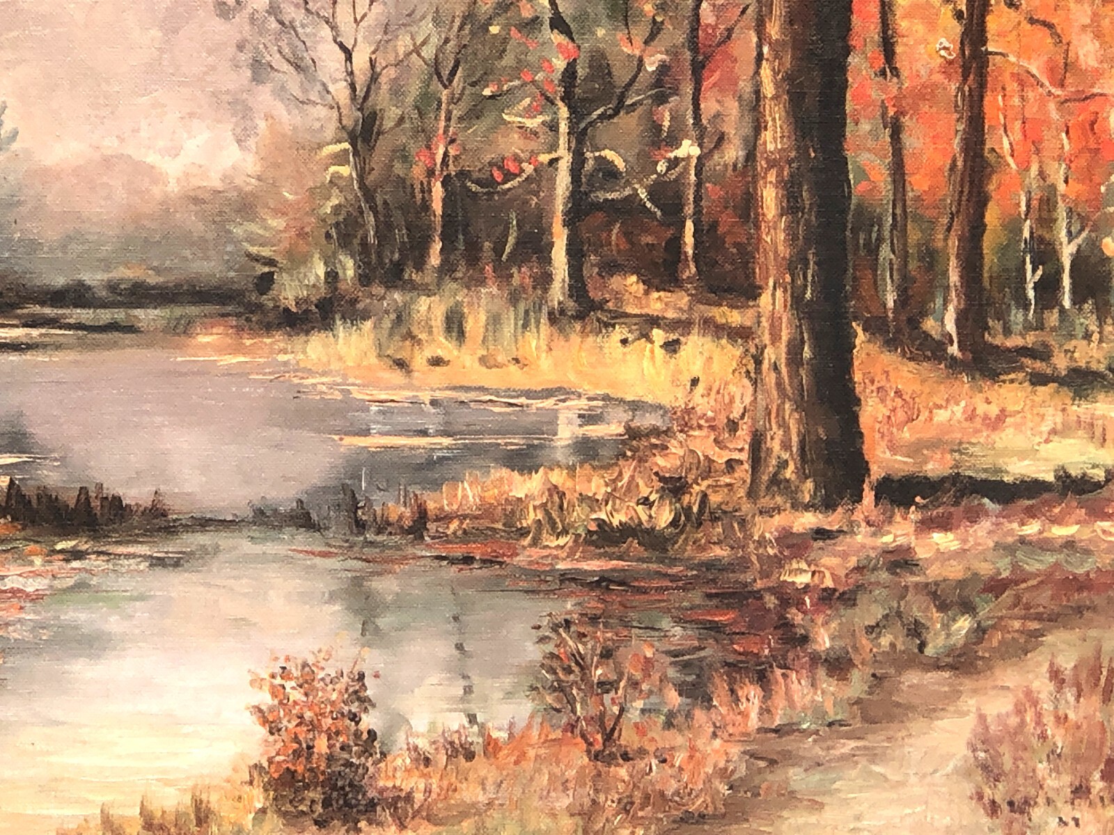 Original Oil painting INSPIRED by Robert Woods October Morn beautiful! framed