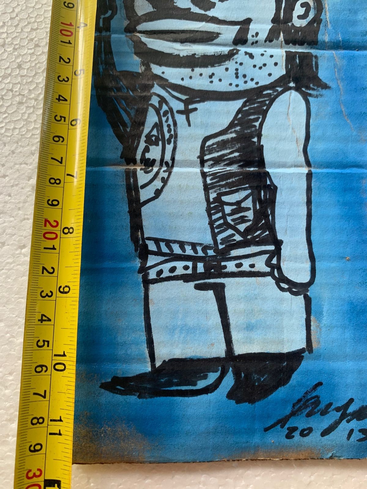 Original 2013 Brazilian Outsider Art GUGUE – BALD METAL HEAD – Rare Archive Piec