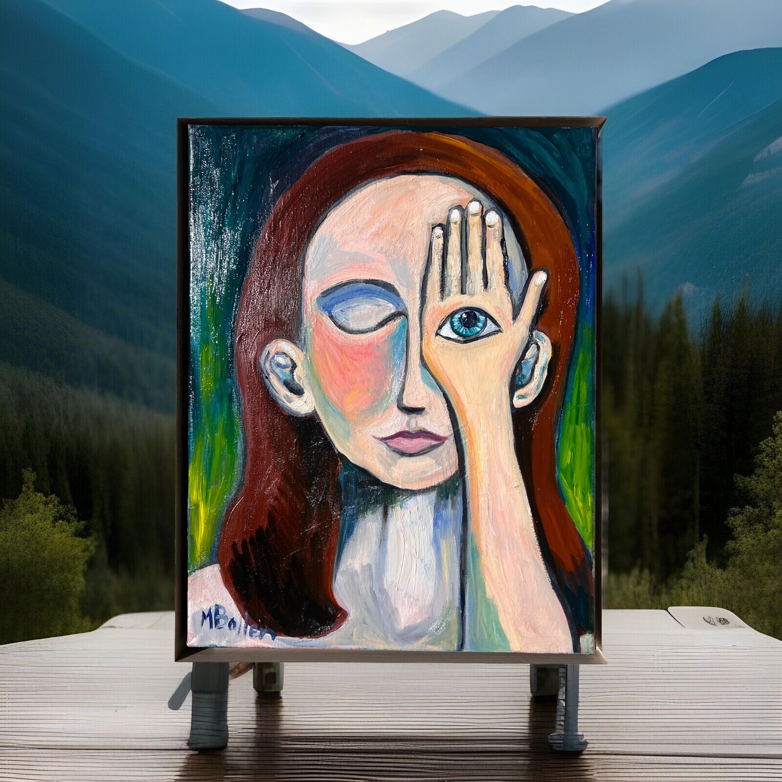 Woman eye surreal modern original Melissa Bollen painting Eye modern art