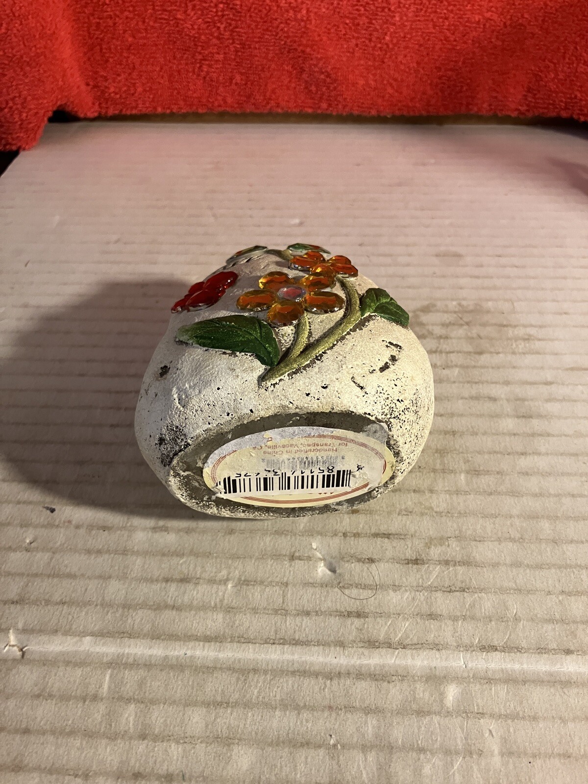 Hand Painted River Rock Butterfly & flowers vine Stone Art Spirit. DWK