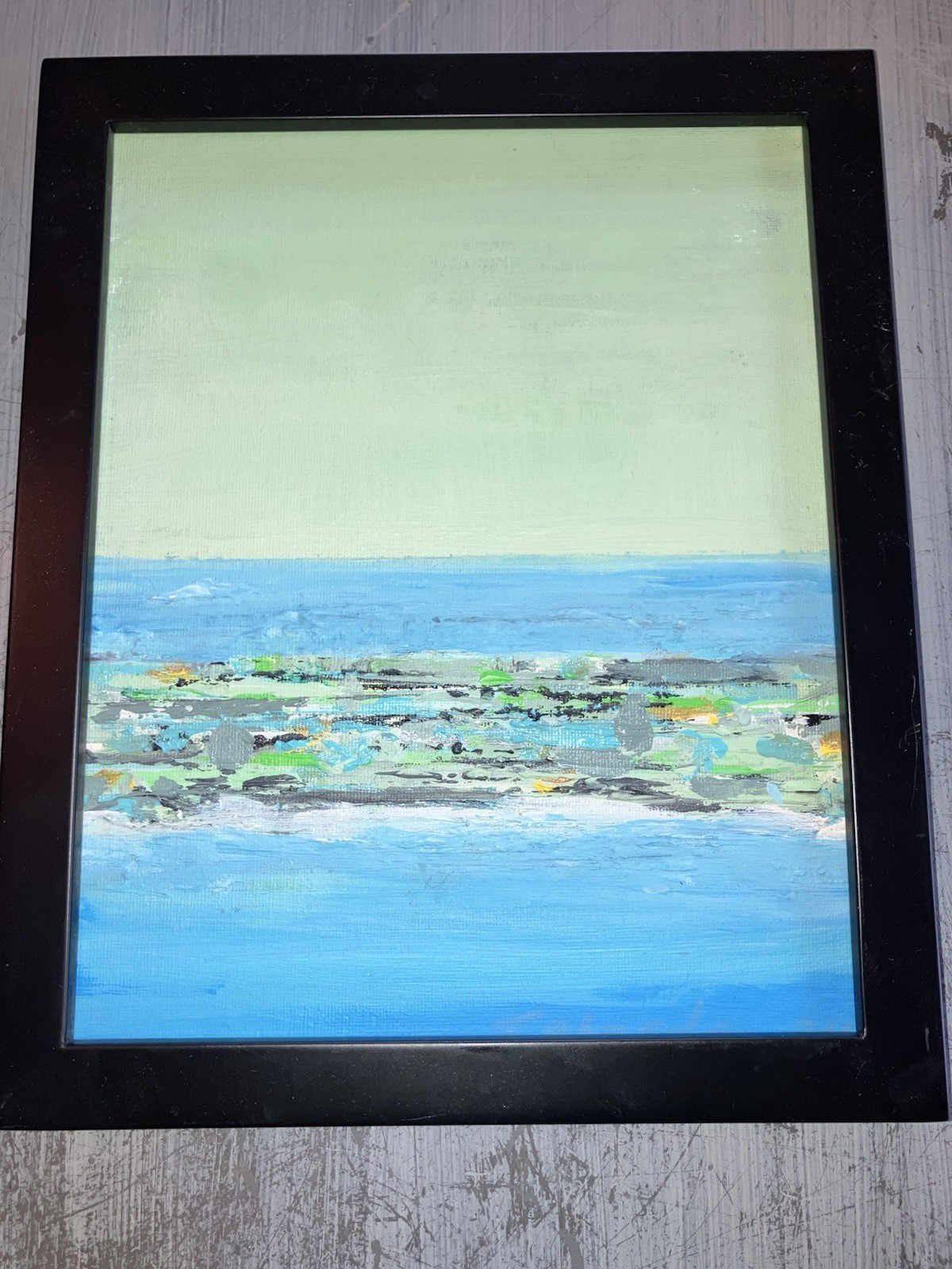 Abstract Landscape framed Acrylic 8 x 10 Painting Framed 11 x 9 1/2 Key Dreams