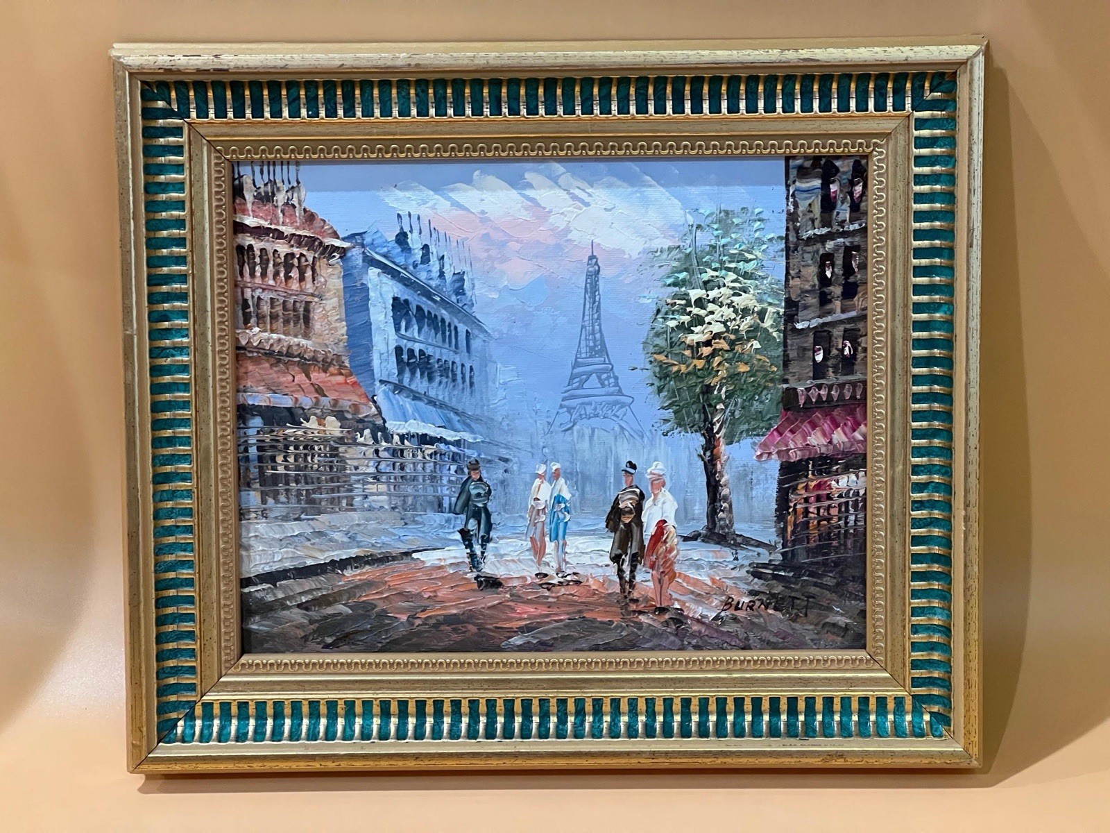 Original Caroline C. Burnett Paris France Street Scenes Painting Eiffel Tower