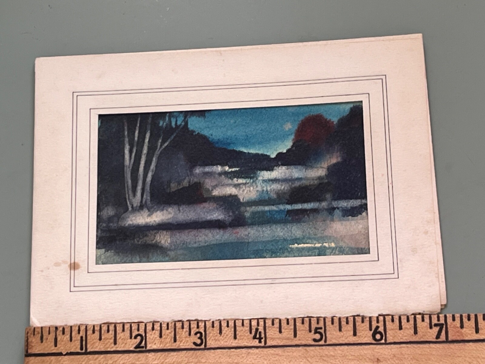 1960s listed St Louis Artist Frances Tandy xmas card watercolor painting